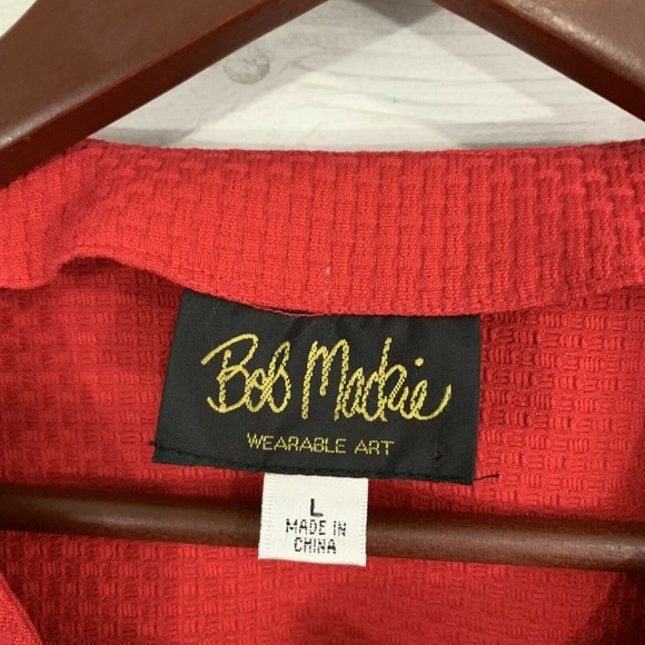 Bob Mackie Red Textured Knit Gold Zippy Blazer - Picture 6 of 7
